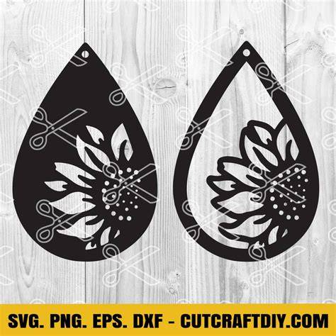 Download Free Sunflower Earring Template, SVG DXF Files