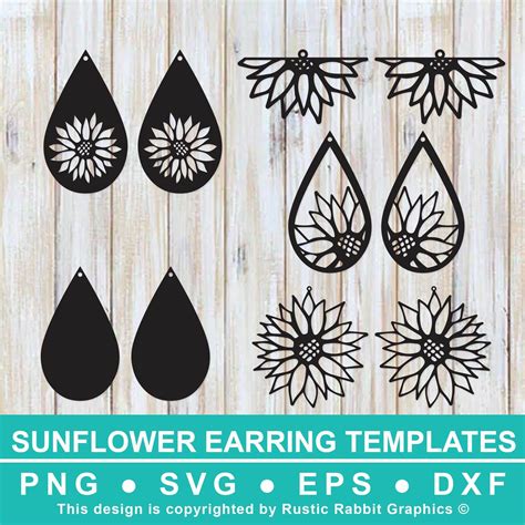 Download Free Sunflower Earring Template, SVG Files For Crafts