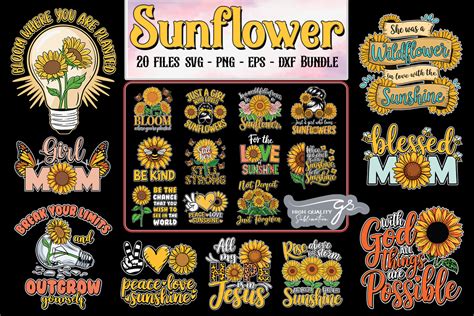 Download Free Sunflower SVG Bundle - 20 Designs For Crafts