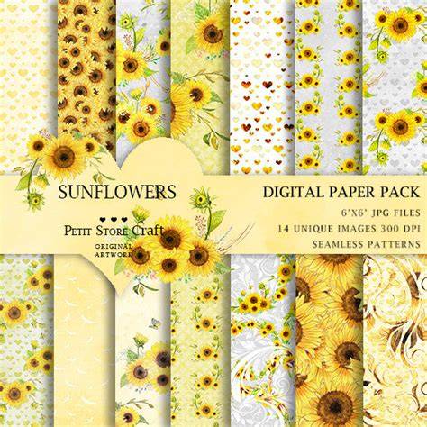 Download Free Sunflower digital paper For Crafts