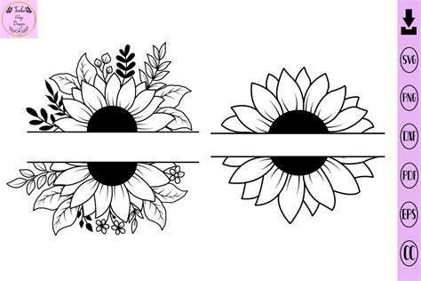 Download Free Sunflower monogram split svg For Crafts