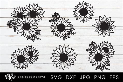 Download Free Sunflowers SVG Cut File Silhouette DXF Files
