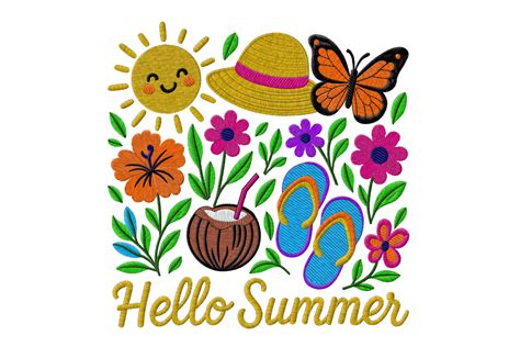 Download Free Sunshine Summer Machine Embroidery Design Silhouette
