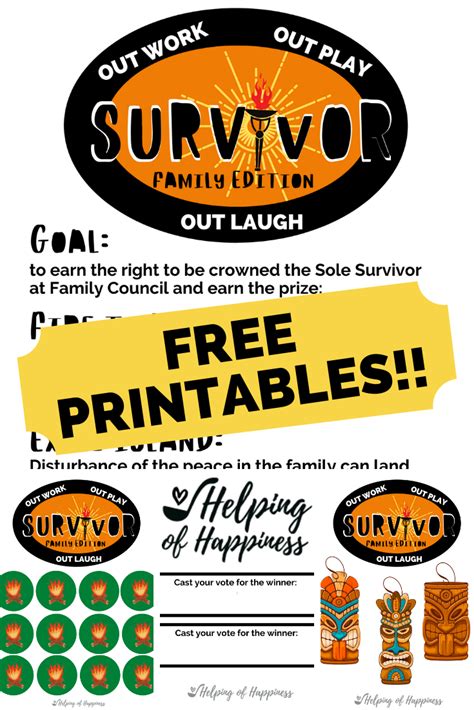 Download Free Survivor Printable