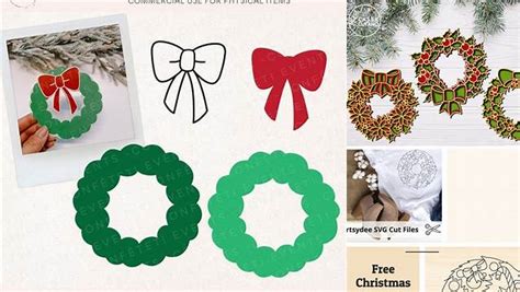 Download Free Sweet Christmas Vector Wreaths Cut Files