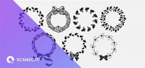 Download Free Sweet Christmas Vector Wreaths Files DXF Files
