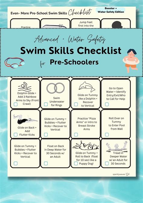 Free Swim Lesson Skills Printables For Visual Schedule