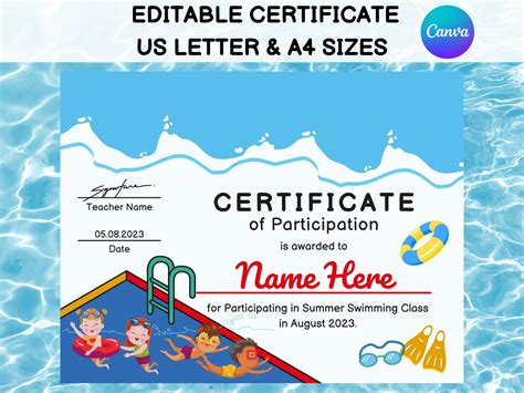Free Swimming Certificates