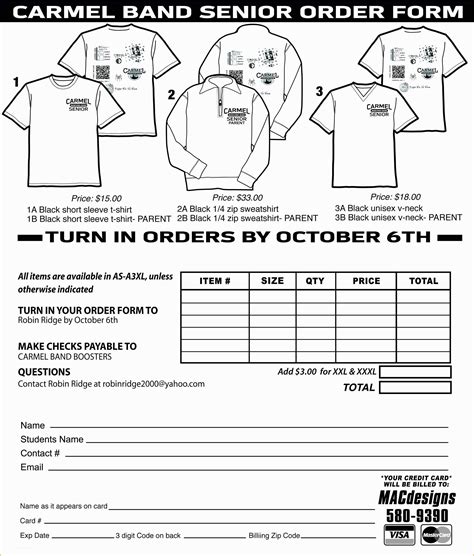 Free T Shirt Order Form Template Word