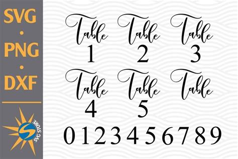 Download Free Table Wedding Numbers SVG, PNG, DXF Digital Files Include For Cricut