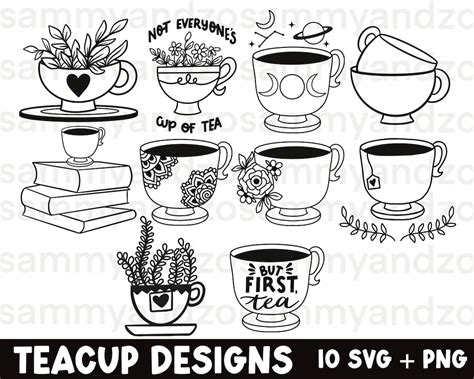 Download Free Tea Cup Sign Bundle SVG Cut File DXF Files