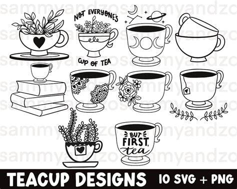Download Free Tea Cup Sign Bundle SVG Cut File For Crafts