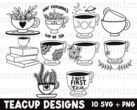 Download Free Tea Cup Sign Bundle SVG Cut File For Silhouette