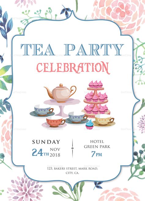 Free Tea Party Invitation Template