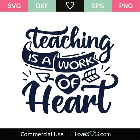 Download Free Teaching is a Work of Heart SVG Cut File PNG Cricut SVG Free PSD Mockups