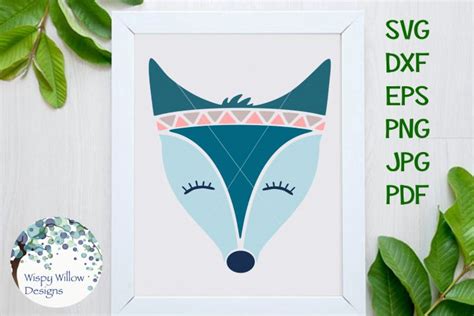 Download Free Teal Boho Fox SVG DXF Files