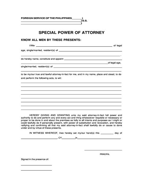 Free Template Power Of Attorney