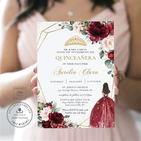 Free Templates For Quinceanera Invitations