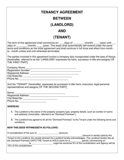 Free Tenancy Agreement Template Word Uk