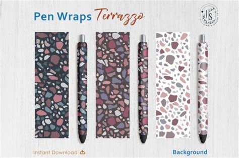 Download Free Terrazzo Texture Pen Wraps PNG File Set Silhouette Free PSD Mockups