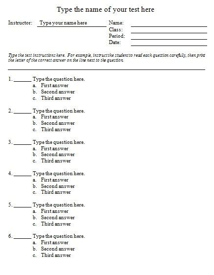 Free Test Maker Printable