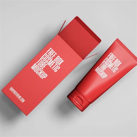 Download Free Textured Box w/ Glossy Cosmetic Tube Mockup PSD Placeit PSD Files