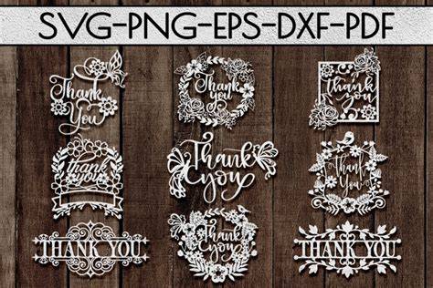 Download Free Thank You Papercut Templates Bundle, Laser Vector SVG, PDF For Crafts