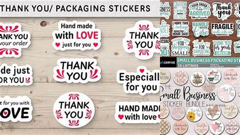 Download Free Thank you Packaging Stickers Bundle Small Business Labels For Crafts