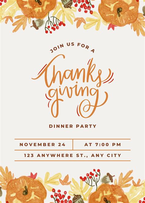 Free Thanksgiving Invitation Template Word