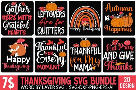 Download Free Thanksgiving SVG Quotes Bundle Easy Edite
