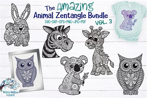 Download Free The Amazing Animal Zentangle SVG Bundle Files For Crafts