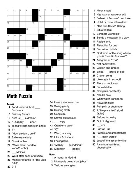 Free Themed Crossword Puzzles Printable
