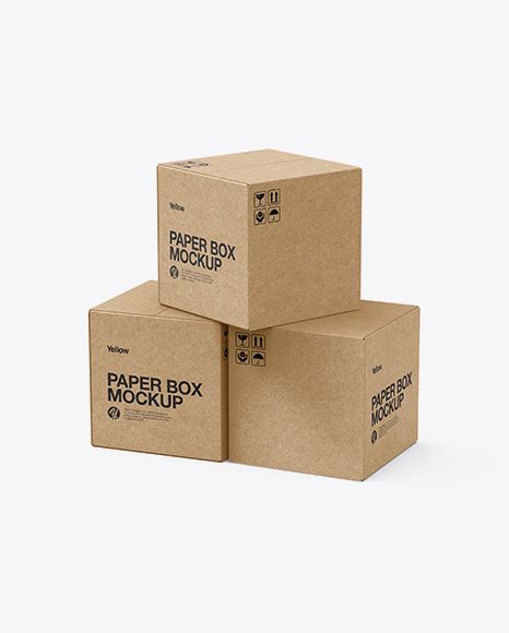 Download Free Three Kraft Boxes Mockup - Half Side View PSD Generator