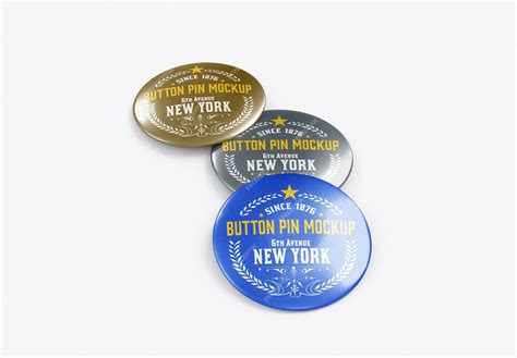 Download Free Three Metallic Button Pins Mockup PSD TIFF Yellowimages PSD Files