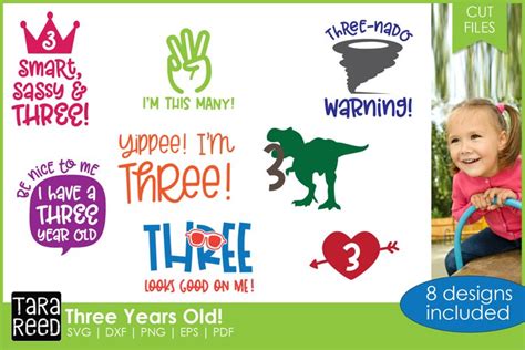 Download Free Three Year Old SVG Bundle DXF Files