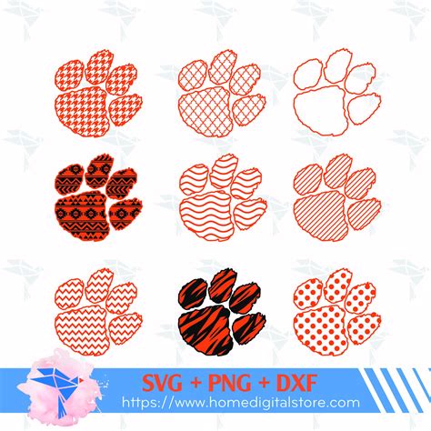 Download Free Tiger Paw Pattern SVG, PNG, DXF Digital Files Include Cameo