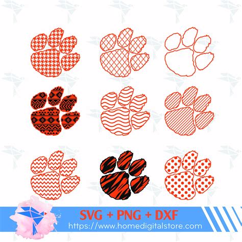 Download Free Tiger Paw Pattern SVG, PNG, DXF Digital Files Include Files
