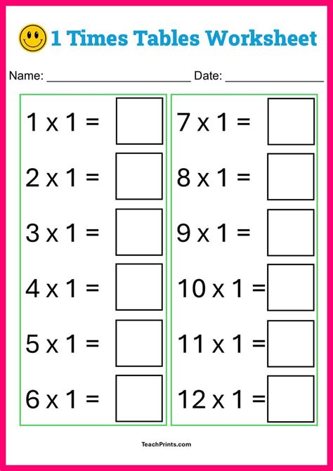 Free Times Tables Worksheets