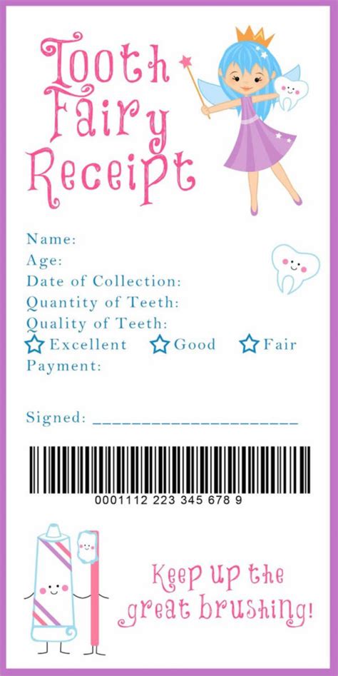 Free Tooth Fairy Receipt Printable