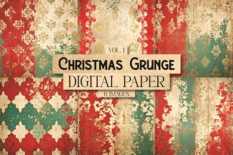Download Free Traditional Christmas Color Grunge Digital Backgrounds For Crafts