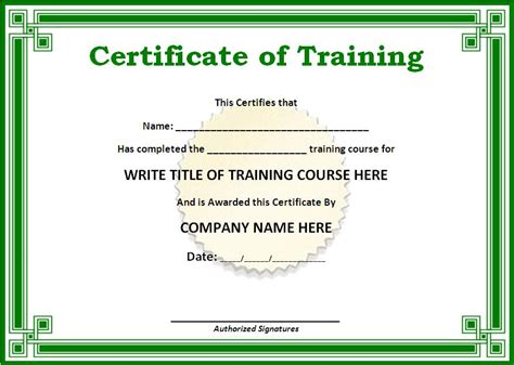 Free Training Certificate Templates For Word