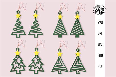 Download Free Tree Earrings SVG Cut File Templates Files DXF Files