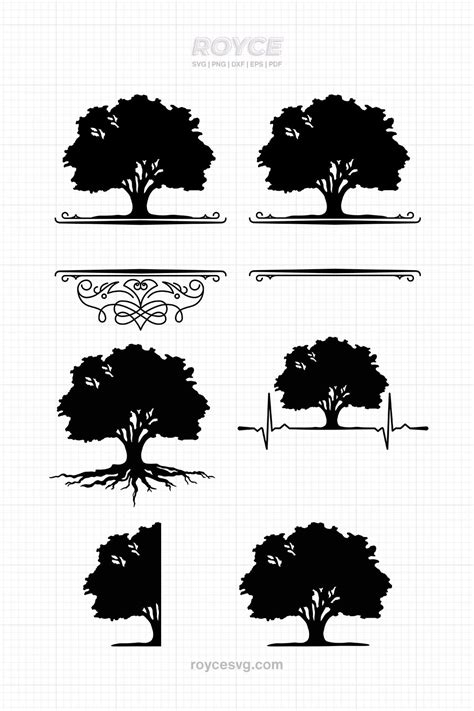 Download Free Tree Silhouette Monogram Frame DXF Files