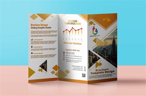 Blue Corporate Tri Fold Brochure Template Free Psd GraphicsFamily