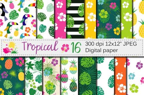 Download Free Tropical Digital Backgrounds Cut Files