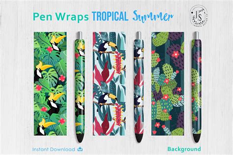 Download Free Tropical Forest Pen Wraps PNG File Set Commercial Use