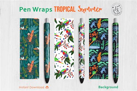 Download Free Tropical Forest Pen Wraps PNG File Set Files