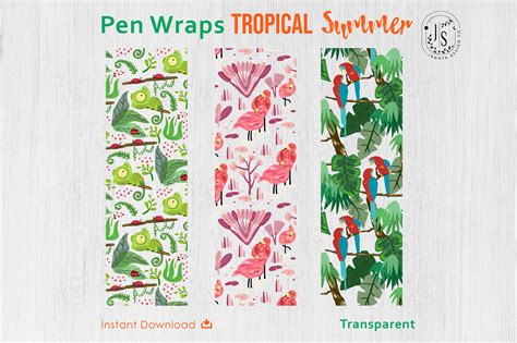 Download Free Tropical Forest Pen Wraps PNG File Set Printable