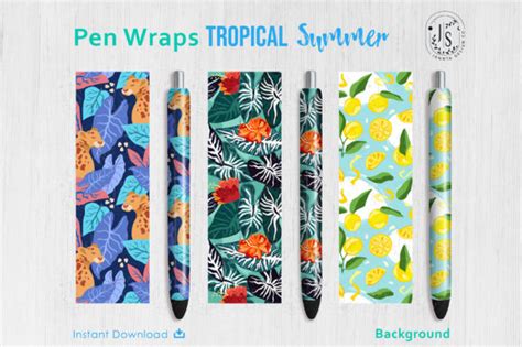 Download Free Tropical Forest Pen Wraps PNG File Set for Cricut Machine