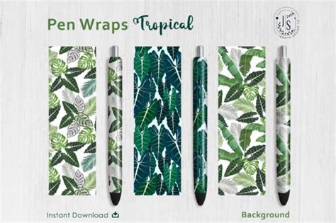 Download Free Tropical Leaf Pen Wraps PNG File Set Crafts